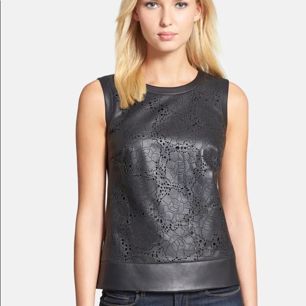 Gorgeous “Lamb’s Moss” Laser Cut Leather Tank Top